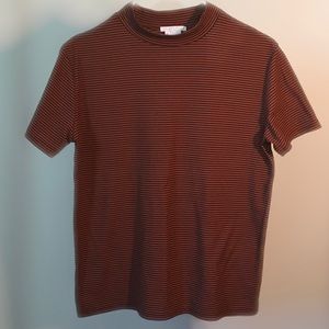 Marlow Burnt Orange & Black Striped Mock Neck T-Shirt